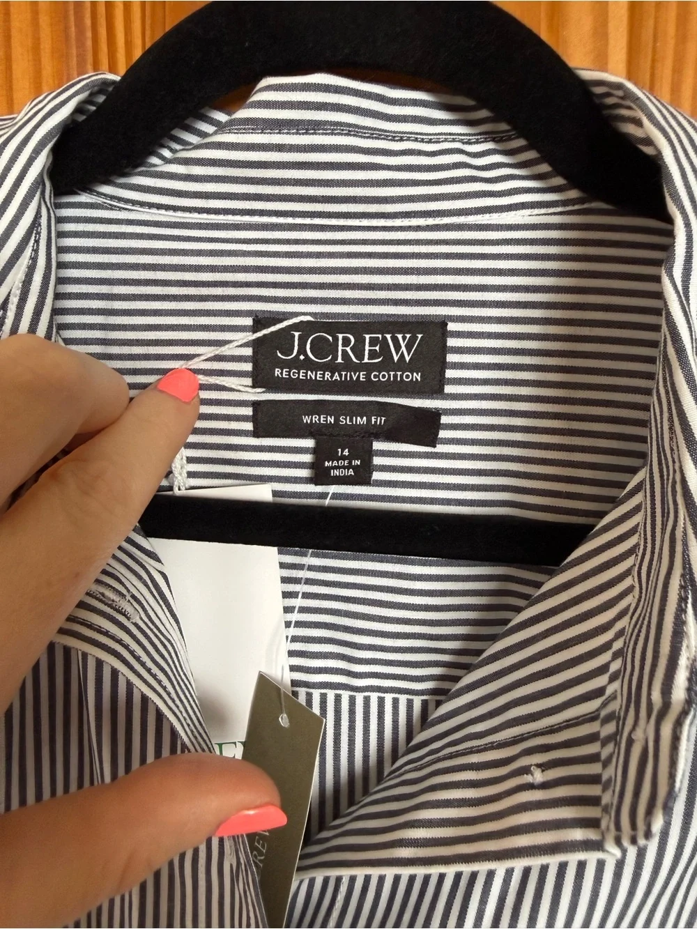 NWT J.Crew Women’s Wren Slim Fit Navy and White Stripe Button-Up Shirt